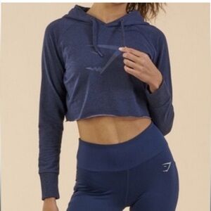 Gymshark Cropped Navy Blue Hoodie